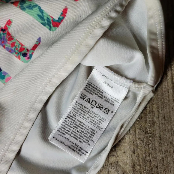 Old Navy Seafoam Green Wave Hello Floral Rash Guard 2 Piece Swimsuit Size 18-24m - Picture 9 of 15